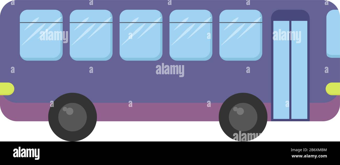 Purple bus, illustration, vector on white background. Stock Vector
