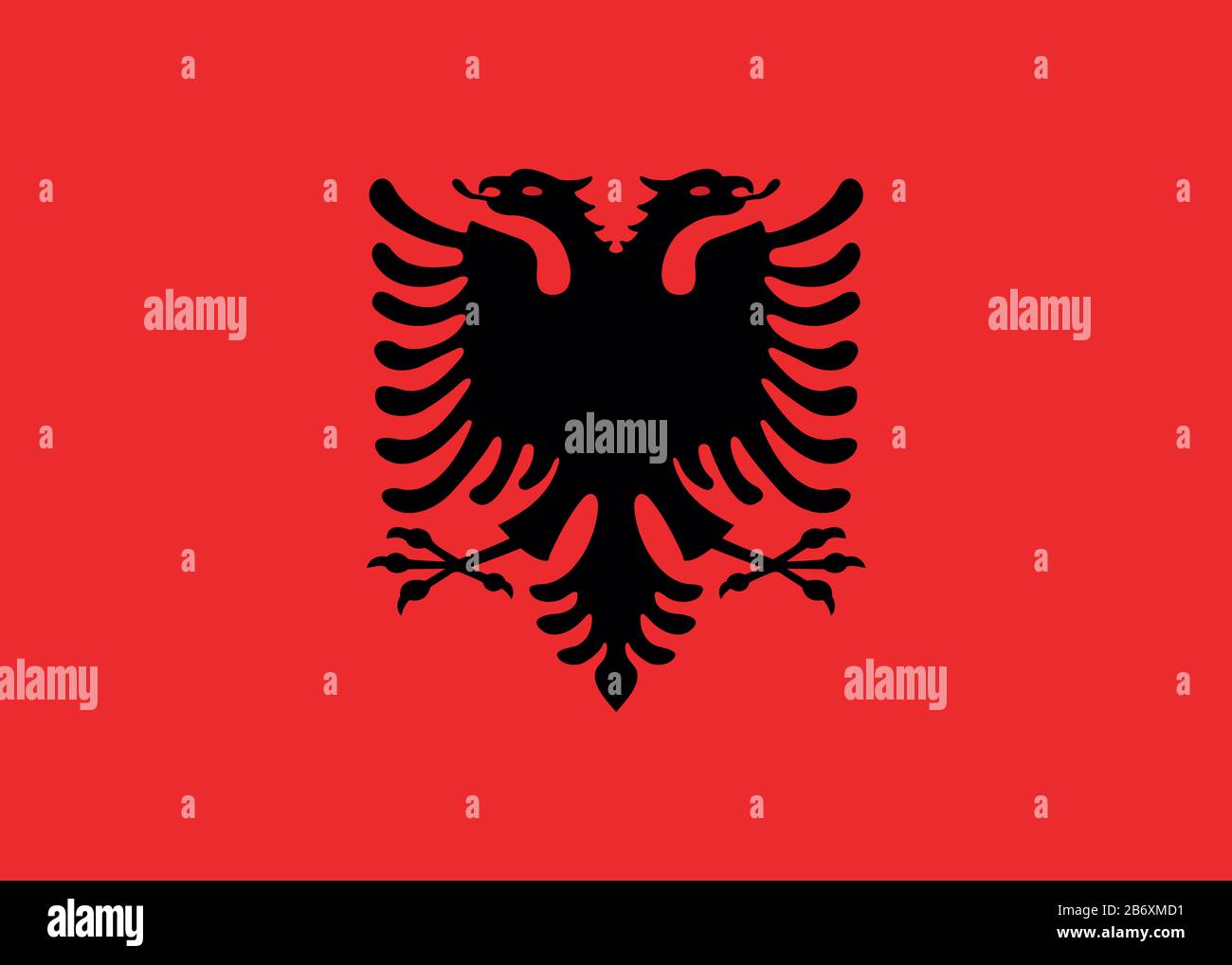 Flag of Albania - Albanian flag standard ratio - true RGB color mode Stock Photo