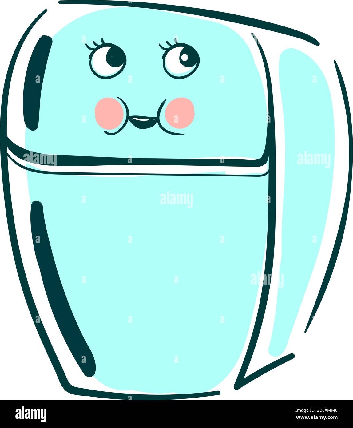 Cute refrigerator, illustration, vector on white background. Stock Vector
