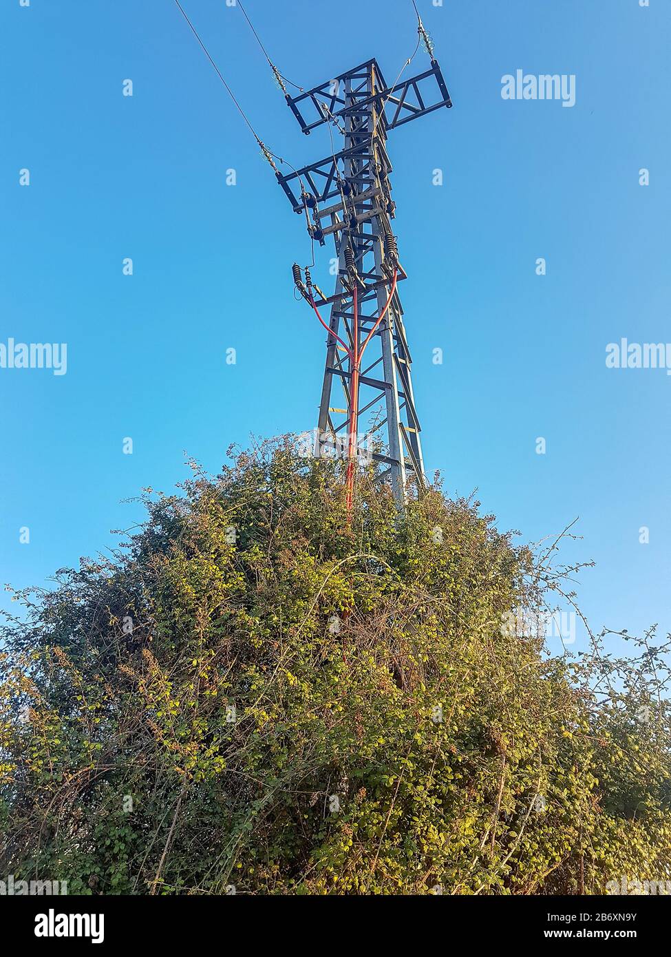 some electric tower in the countryside Stock Photo