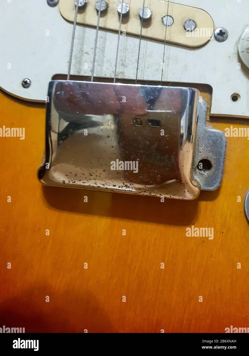 details of an old electric guitar Stock Photo