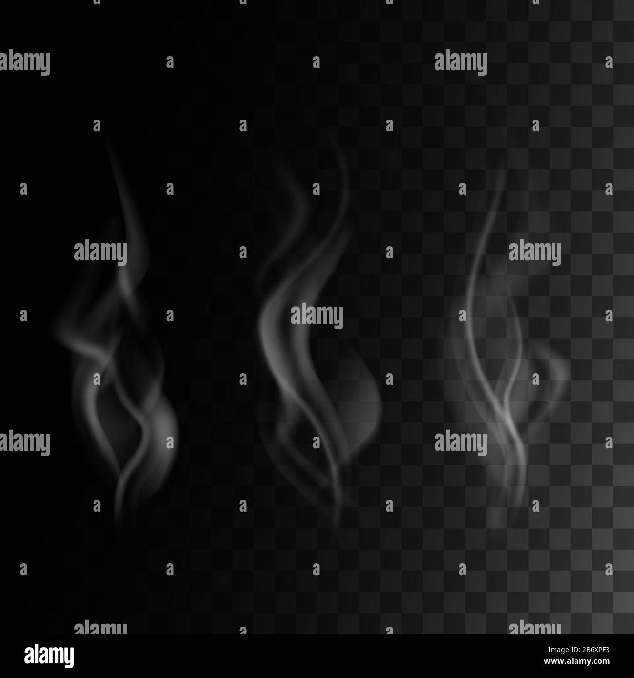 realistic smoke set isolated on transparent darck background, vector ...