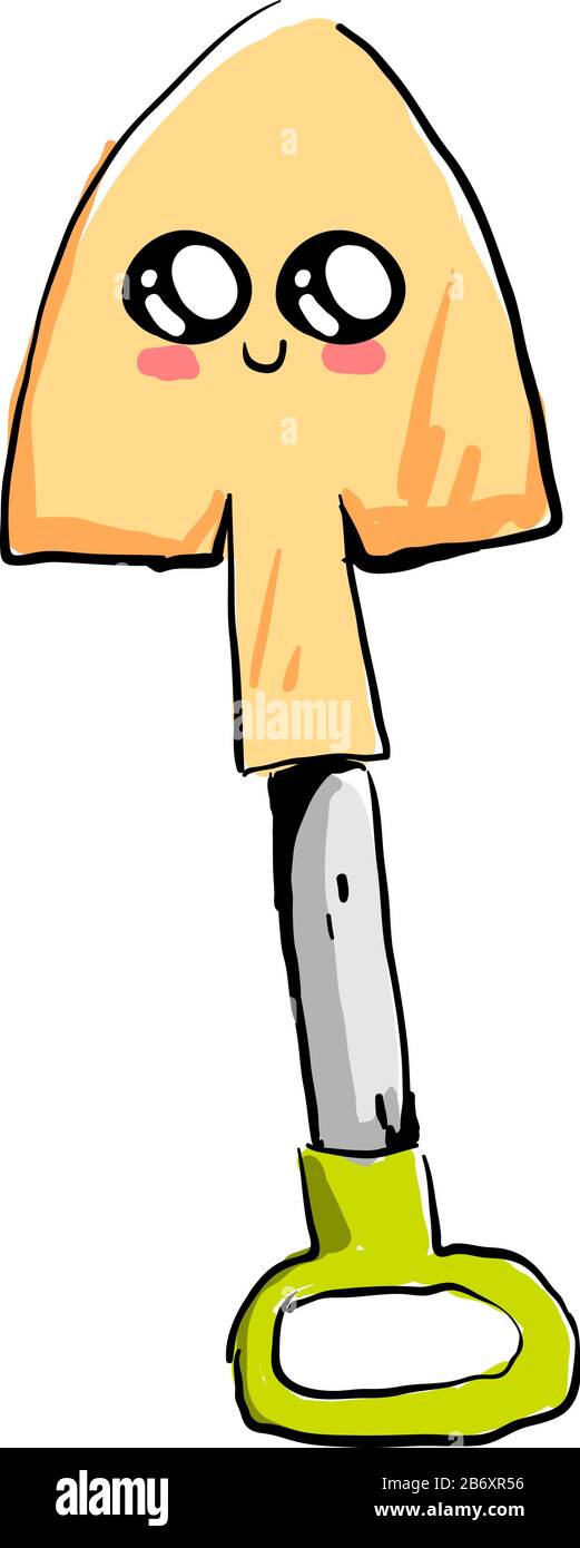 Cute shovel, illustration, vector on white background. Stock Vector
