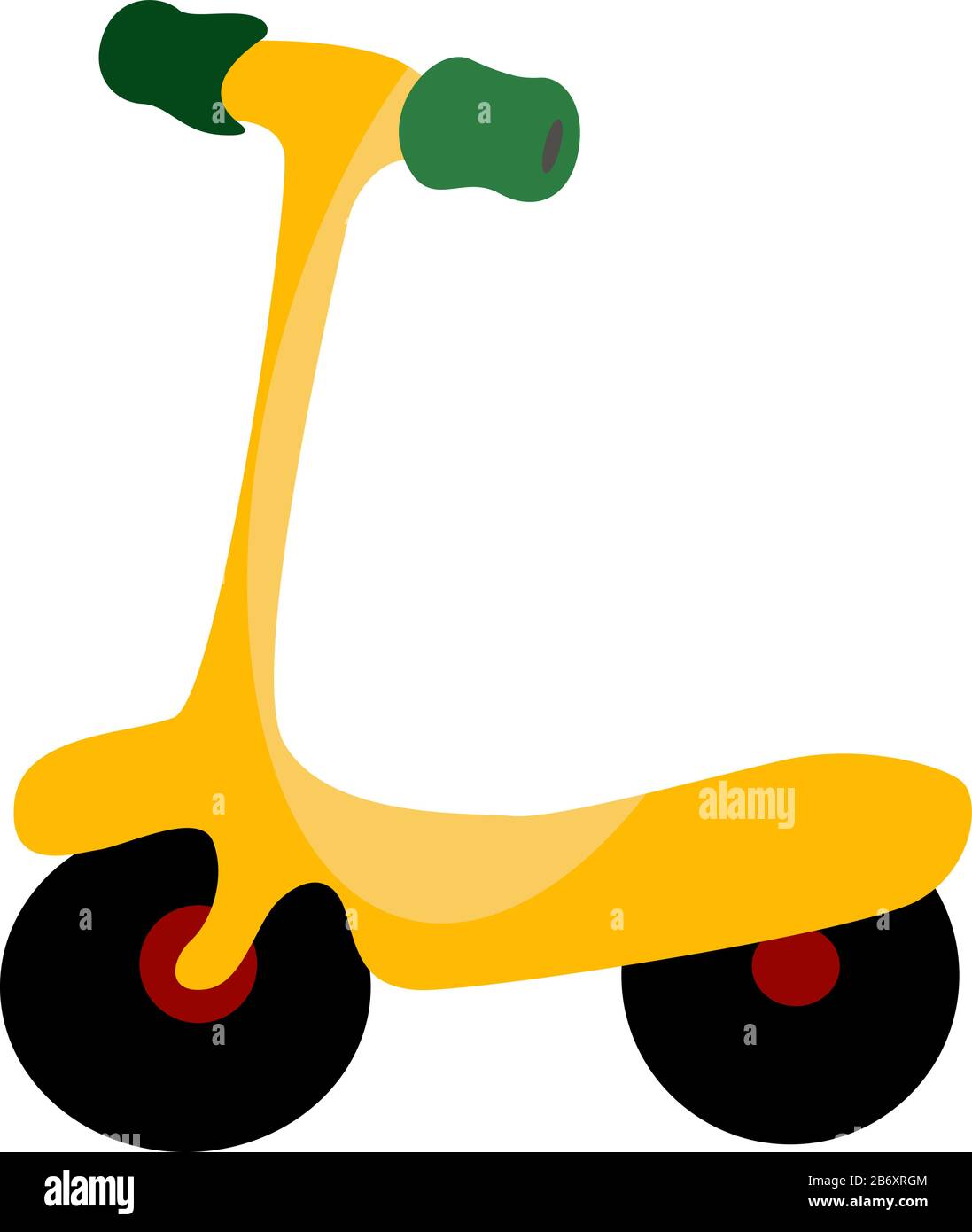Yellow scooter, illustration, vector on white background. Stock Vector