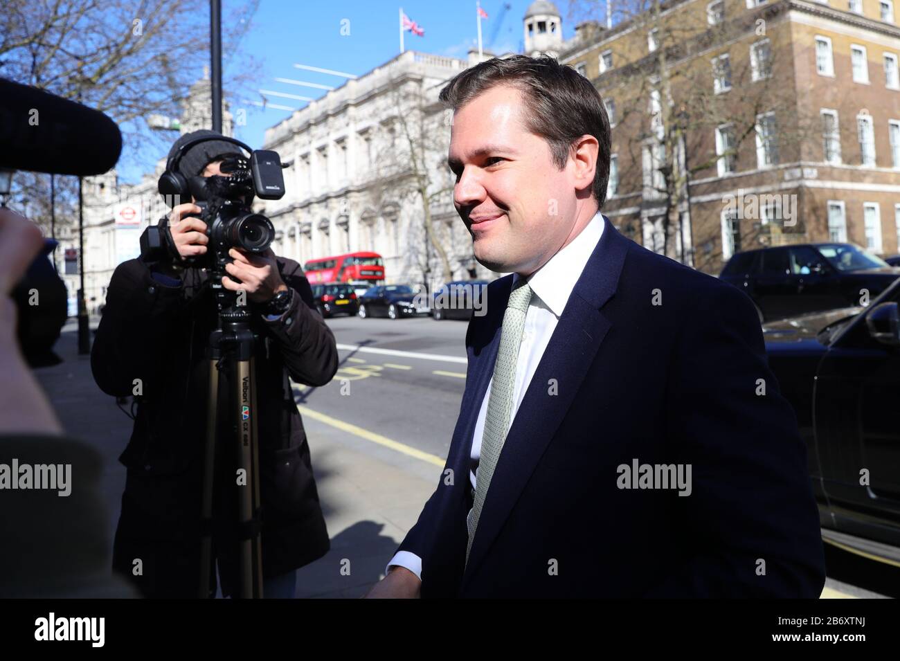 Housing Secretary Robert Jenrick arrives at the Cabinet Office, London, ahead of a meeting of the Government's emergency committee Cobra to discuss coronavirus. Stock Photo
