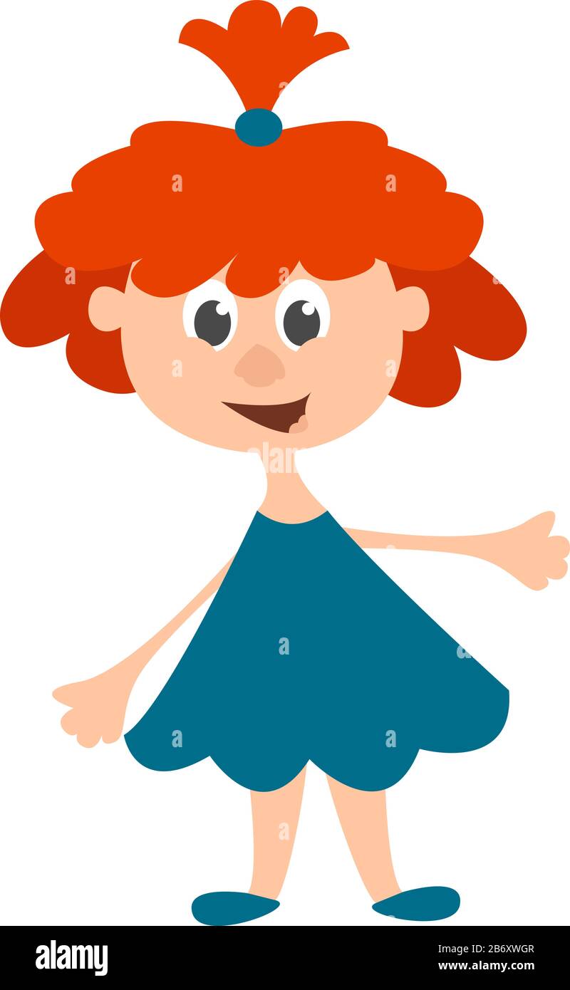 Ginger girl, illustration, vector on white background Stock Vector