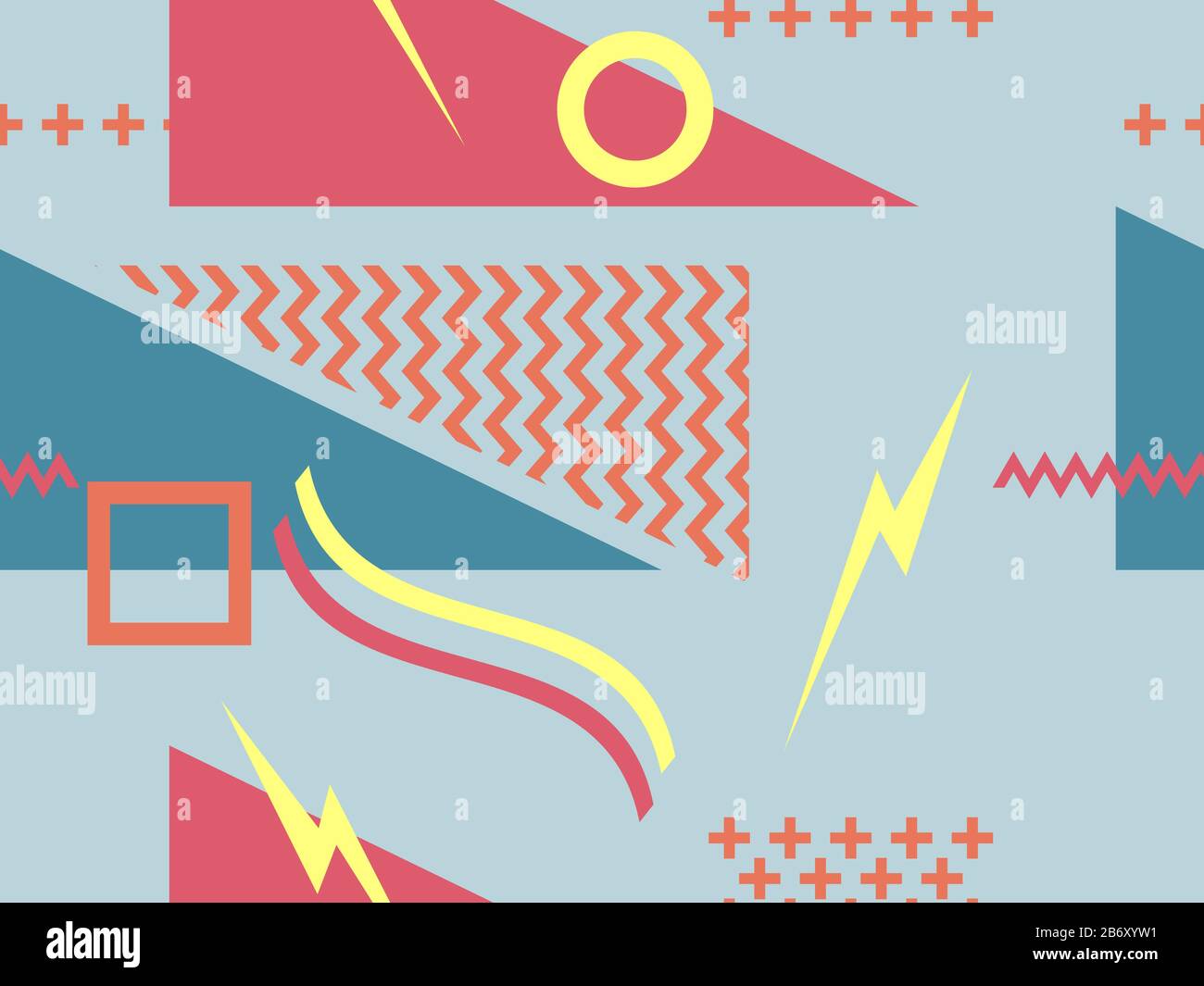 Seamless pattern in the style of the 80s and 90s with geometric shapes ...