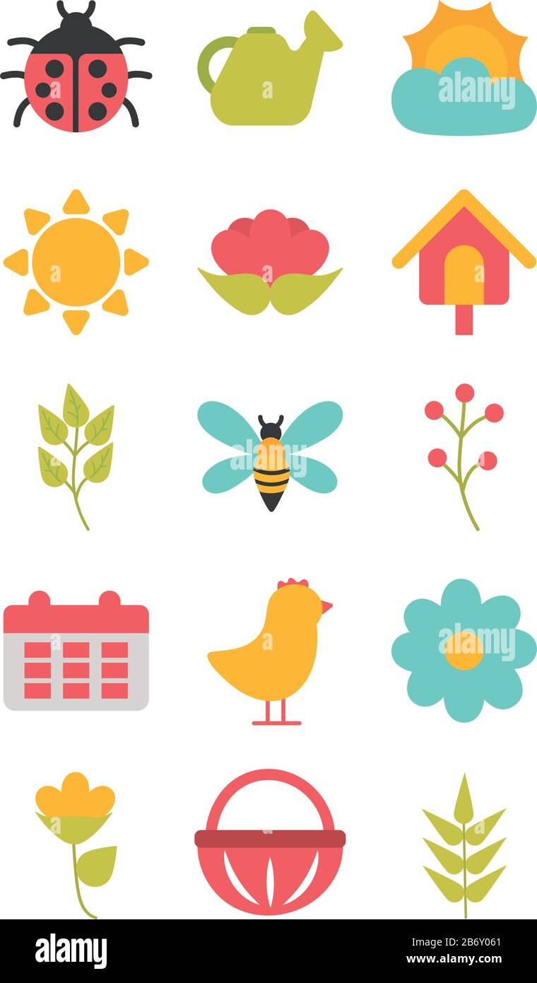 set of spring icons on white background vector illustration design ...