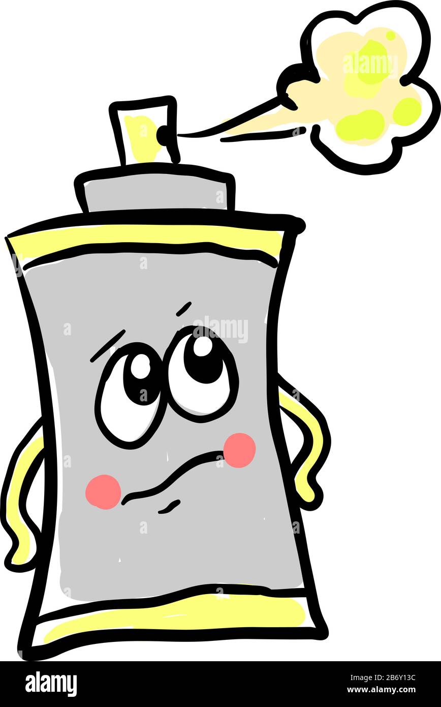 Sad spray can, illustration, vector on white background. Stock Vector
