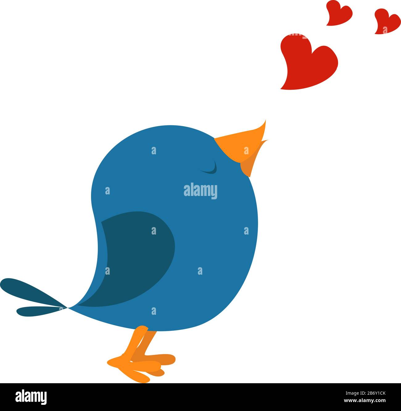Bird in love, illustration, vector on white background. Stock Vector