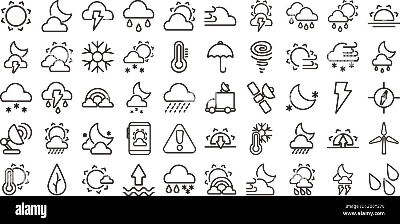 set of icons weather, line style icon vector illustration design Stock ...