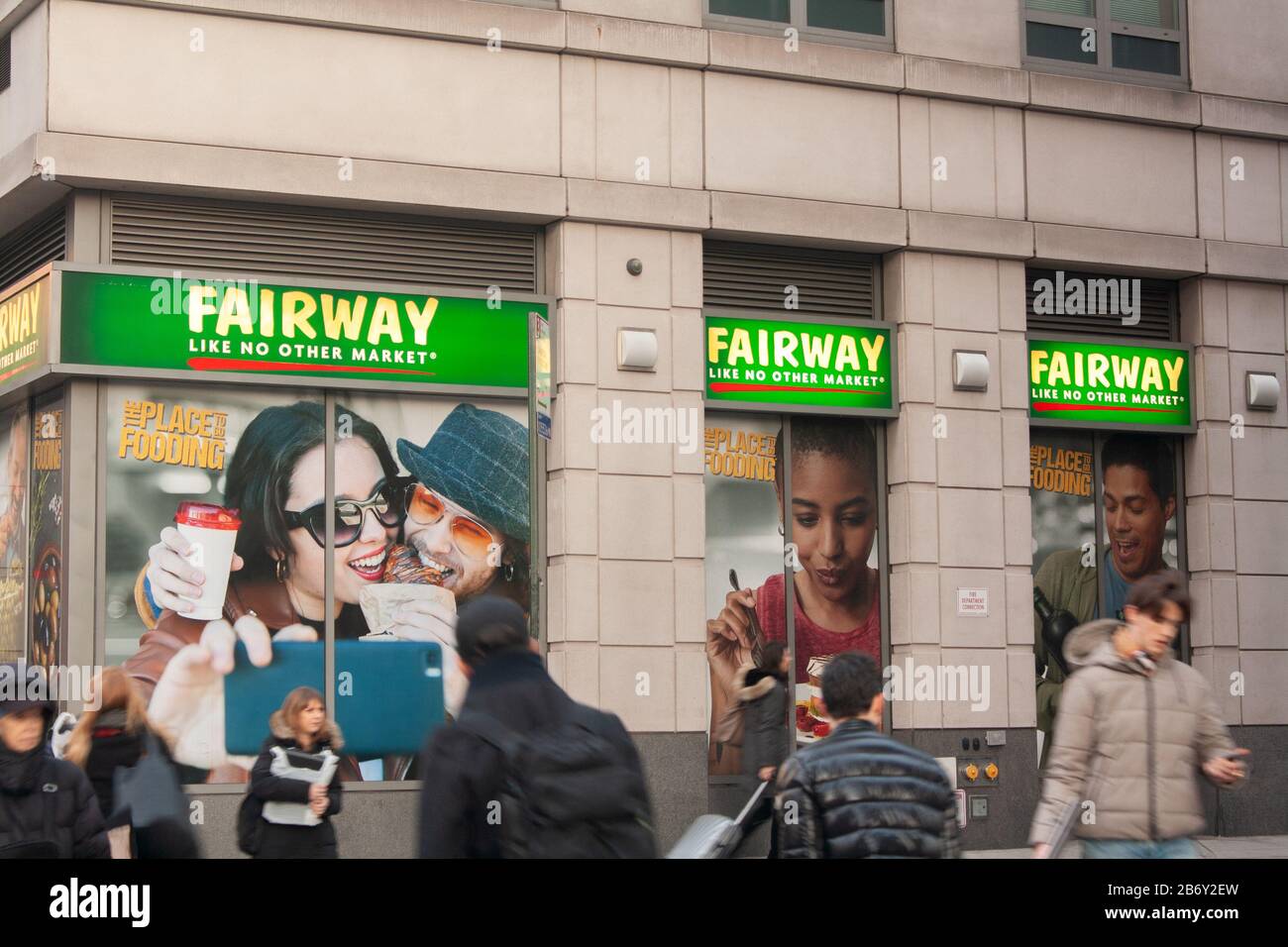 outside of fairway market in the chelsea area of manhattan. Fairway is a regional grocer that recently filed for bankruptcy Stock Photo