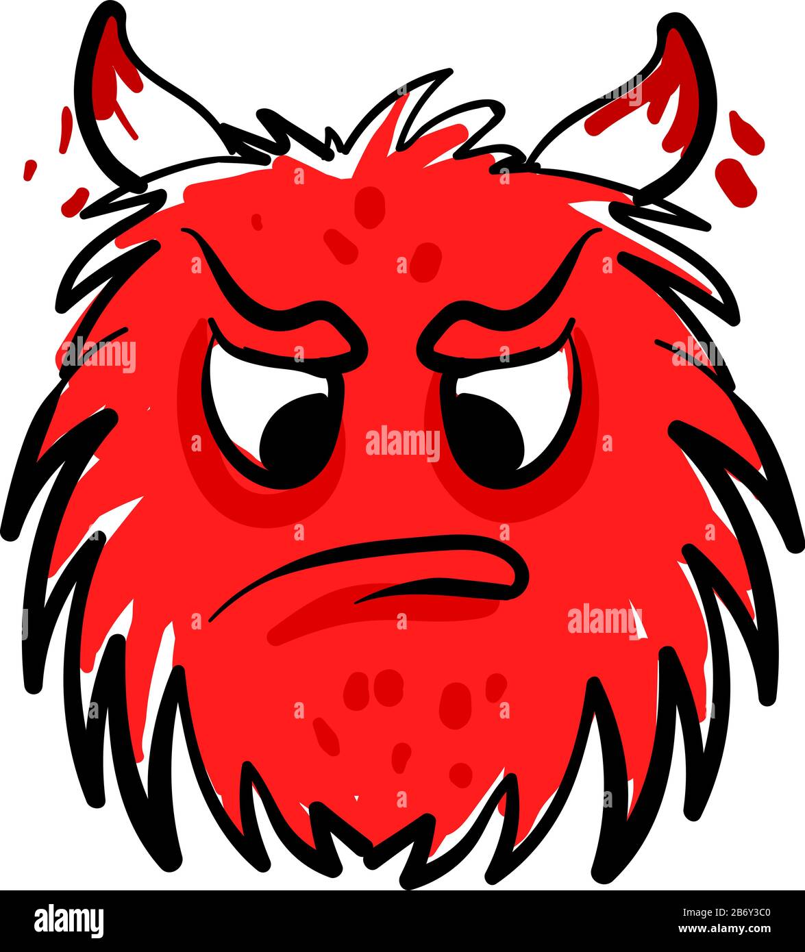 Red angry monster, illustration, vector on white background. Stock Vector