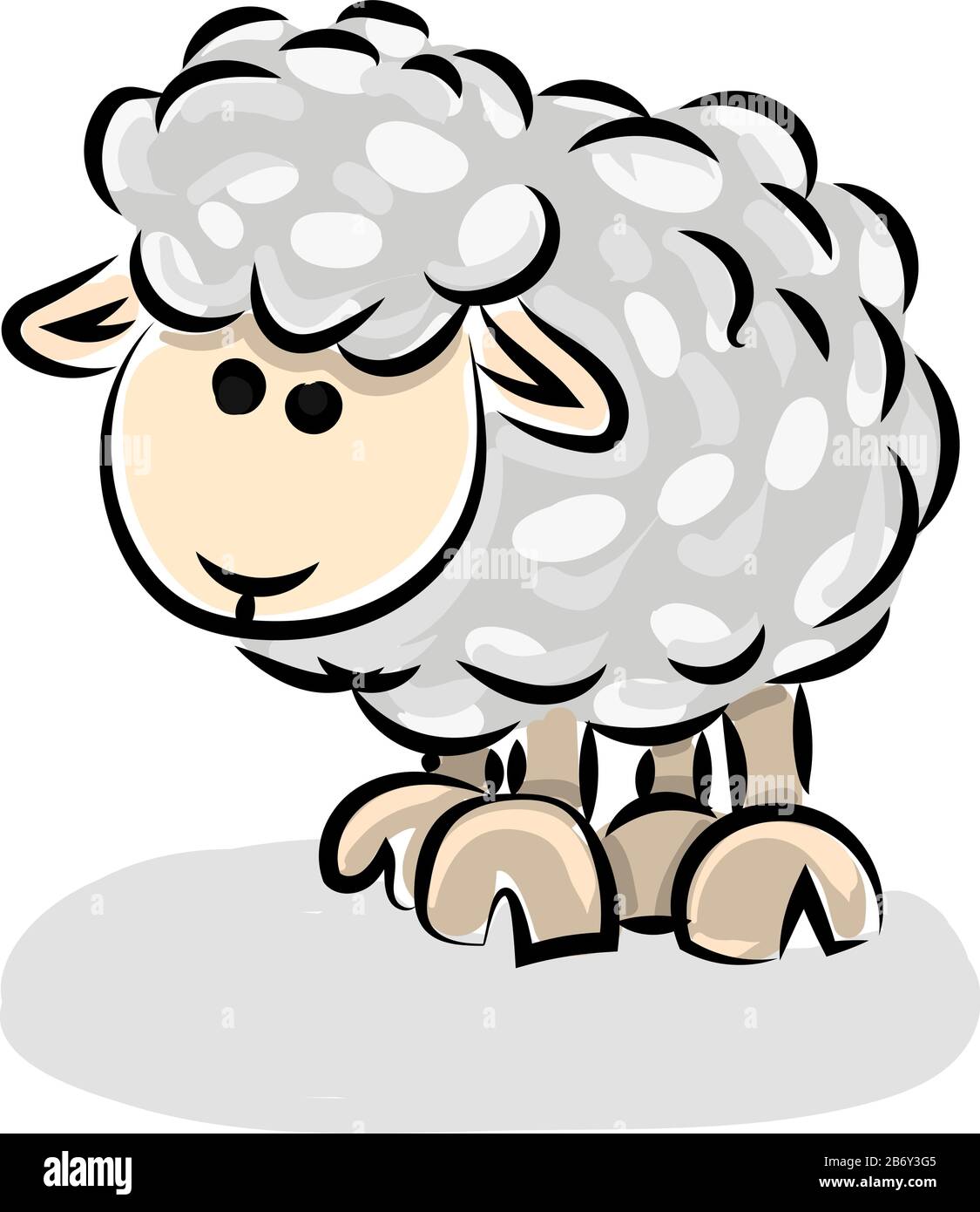 Sheep drawing, illustration, vector on white background Stock Vector