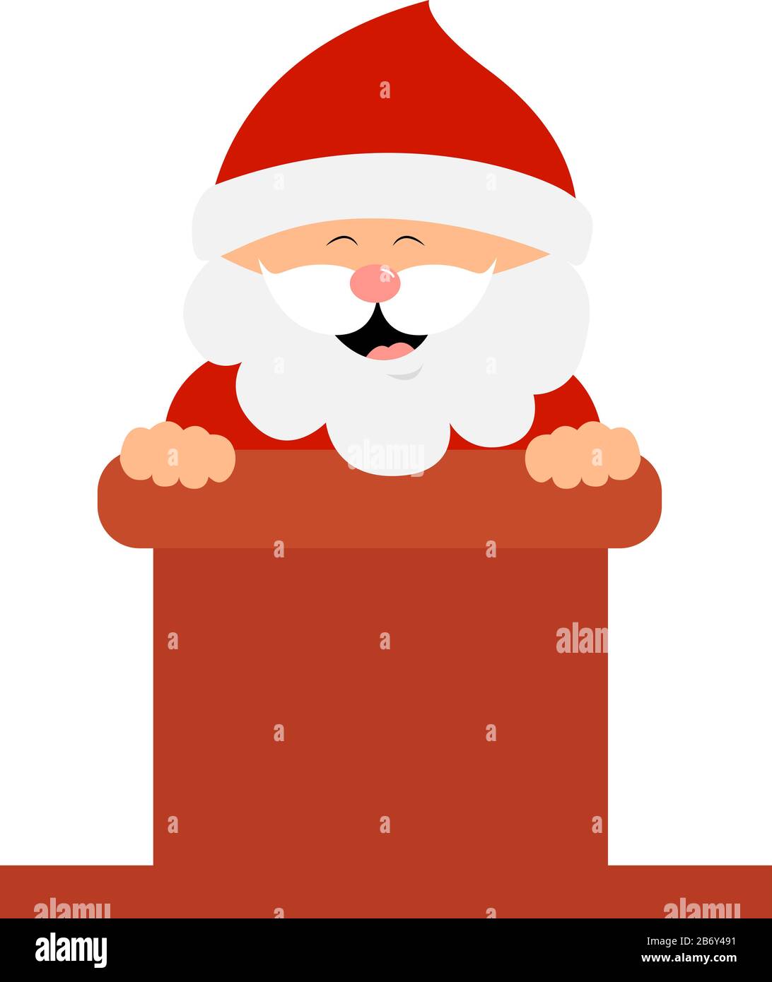 Santa in chimney, illustration, vector on white background Stock Vector