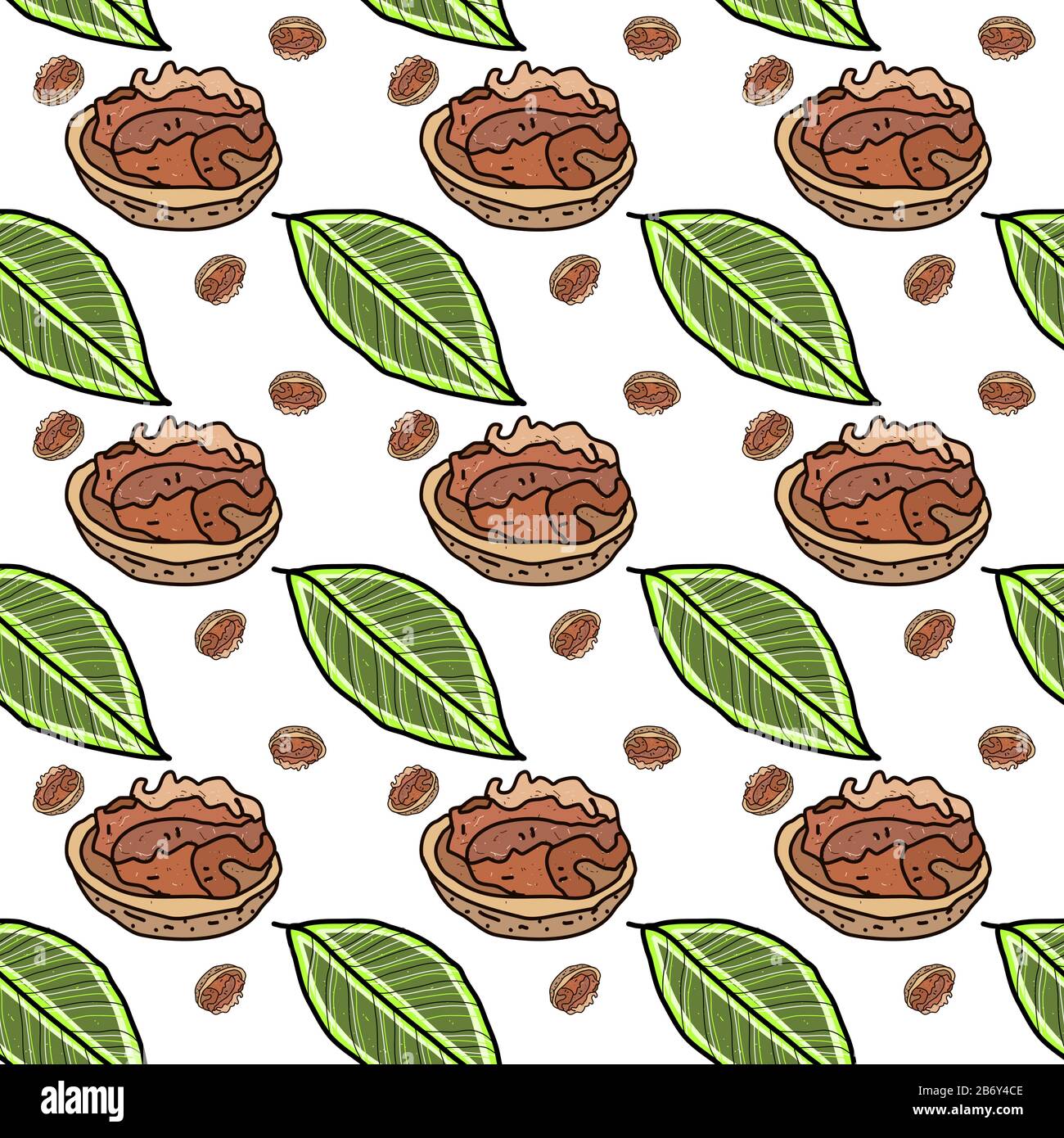 Walnut wallpaper, illustration, vector on white background Stock Vector