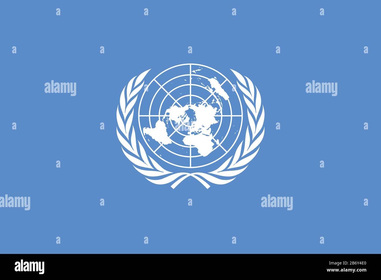 Flag of United Nations - UN flag standard ratio - true RGB color mode Stock Photo