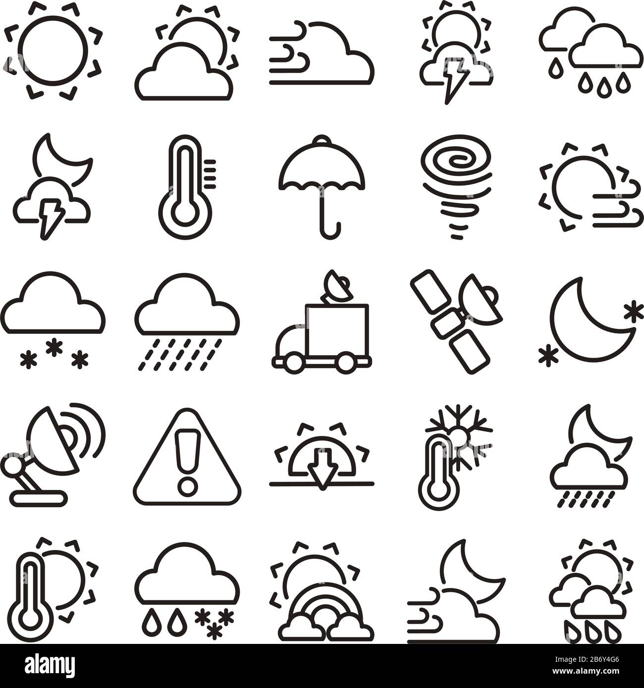 set of icons weather, line style icon vector illustration design Stock ...