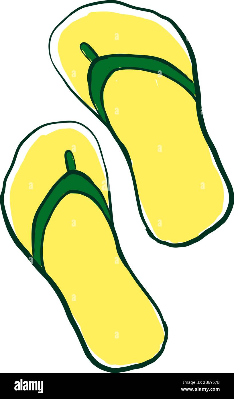 Yellow slippers, illustration, vector on white background Stock Vector ...