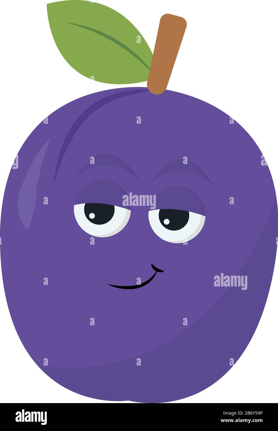Smiling plum, illustration, vector on white background. Stock Vector