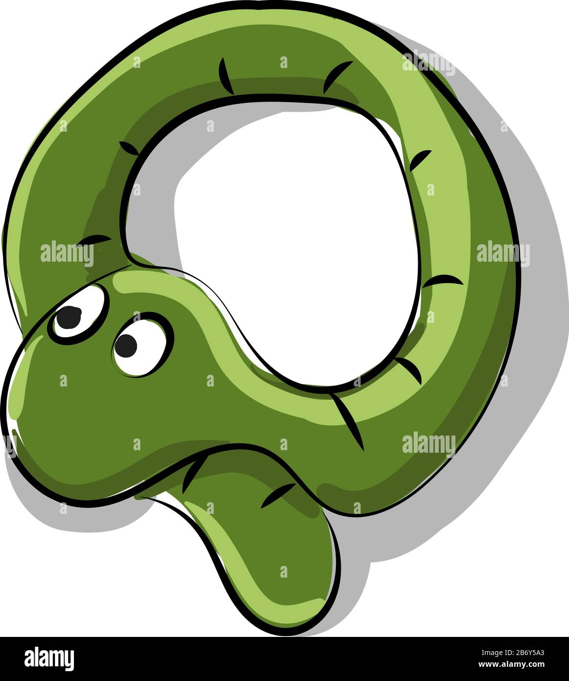 Green snake, illustration, vector on white background. Stock Vector