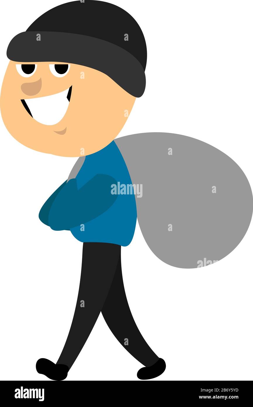 Thief with hat, illustration, vector on white background Stock Vector ...