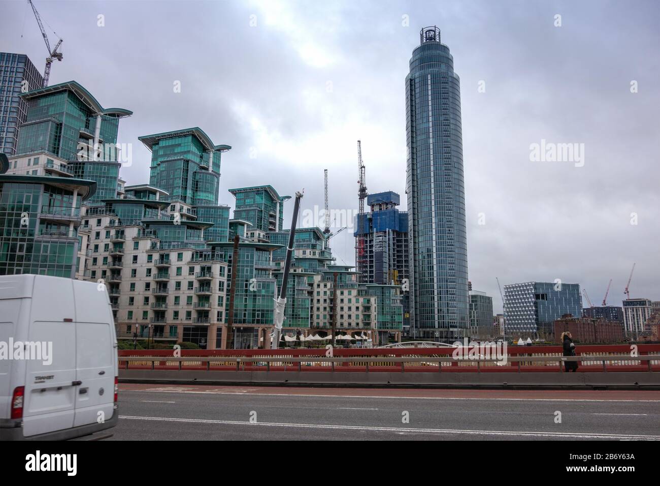 Empty street view  London Vauxhall bridge Stock Photo