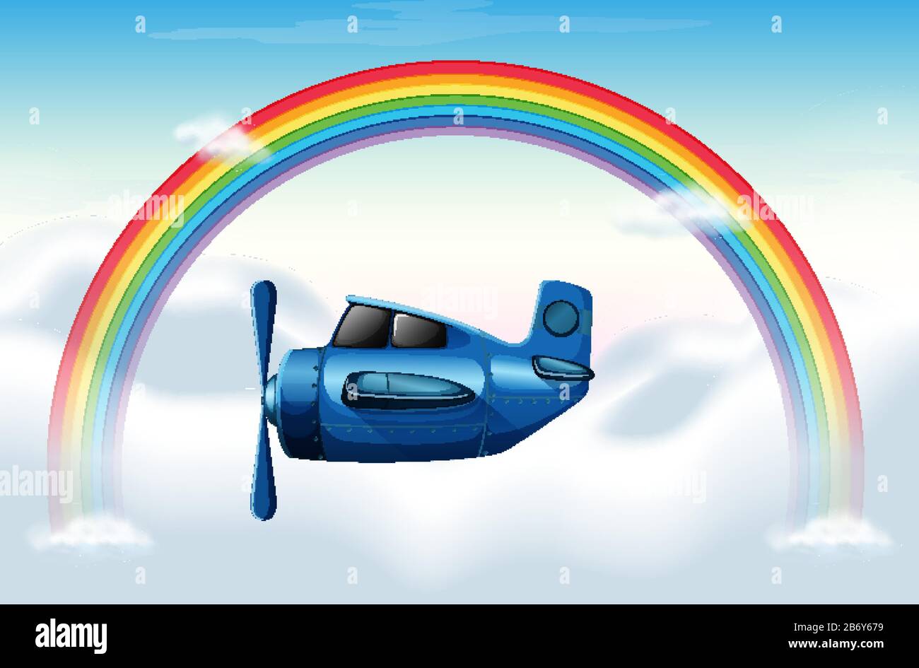Scene with airplane flying in the sky illustration Stock Vector Image ...