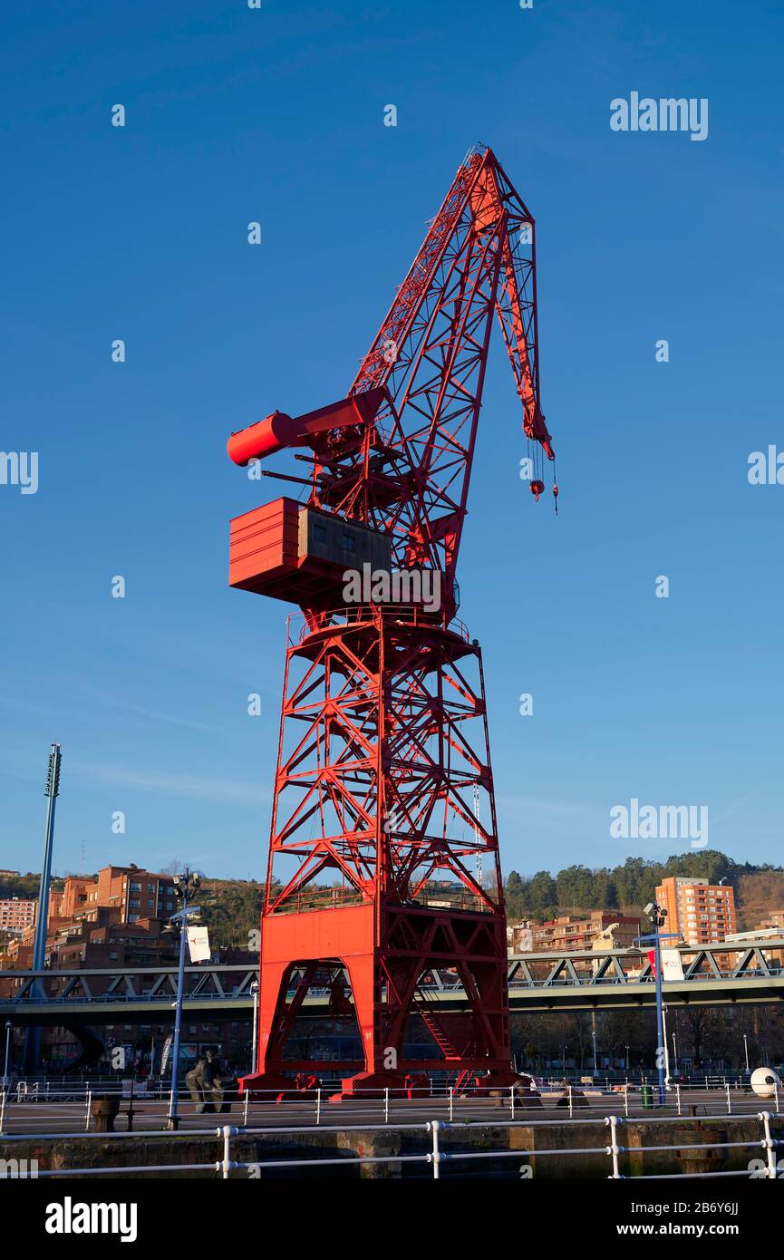Crane called ''Carola'' that is conserved in the naval museum of Bilbao, Bilbao, Biscay, Basque Country, Euskadi, Euskal Herria, Spain, Europe Stock Photo
