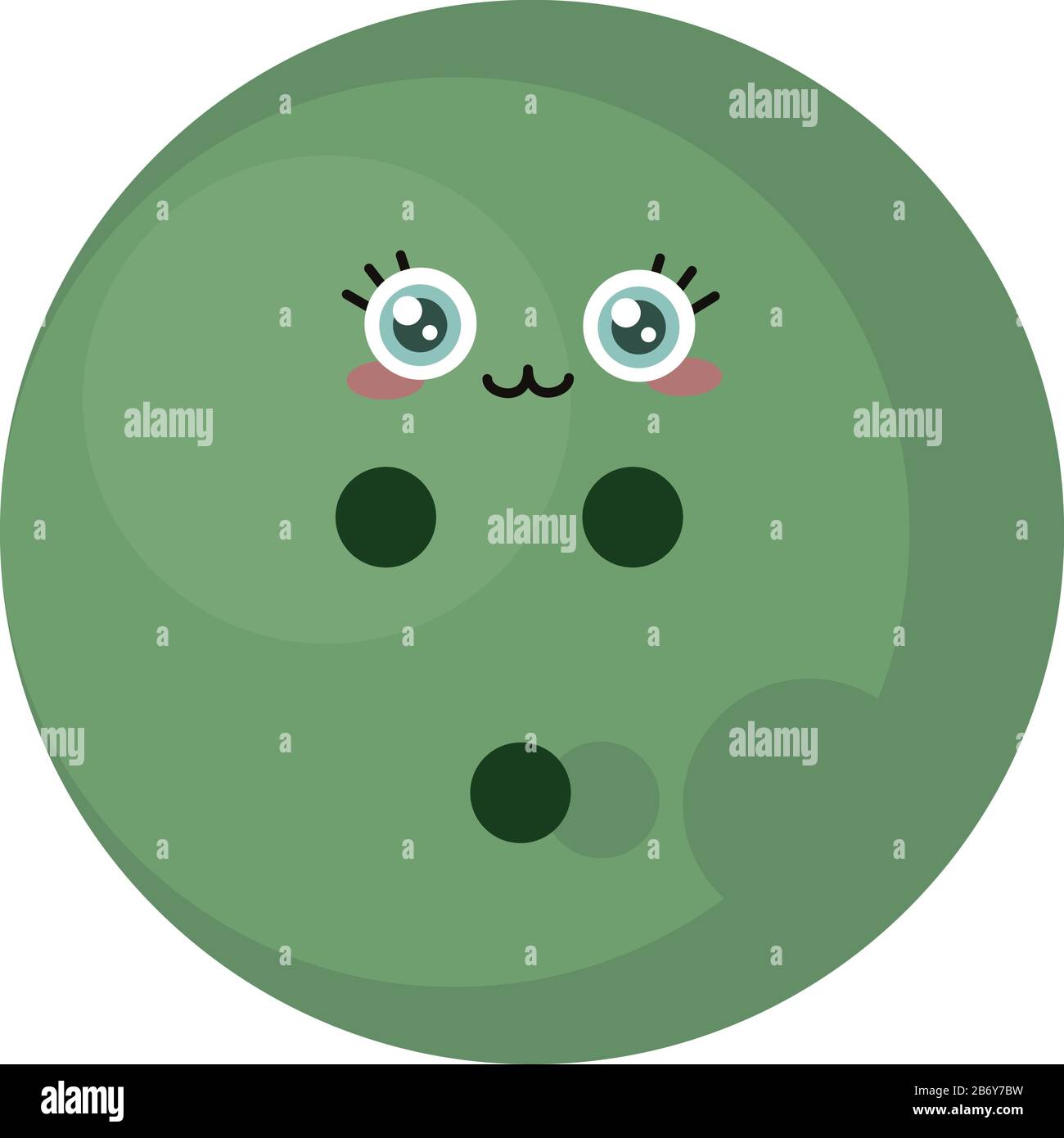 Green bowling ball, illustration, vector on white background Stock