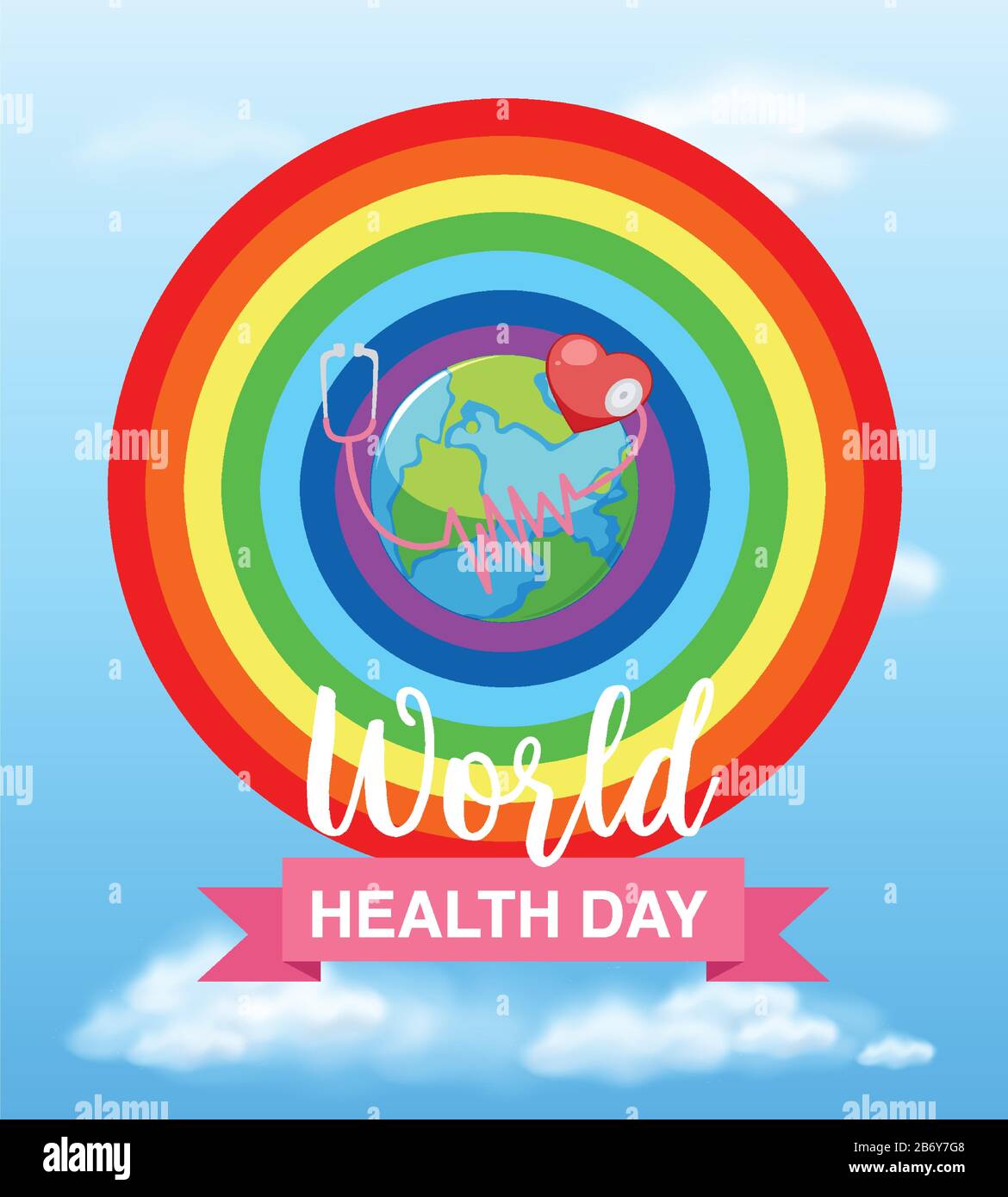 Poster design for world health day with rainbow in background