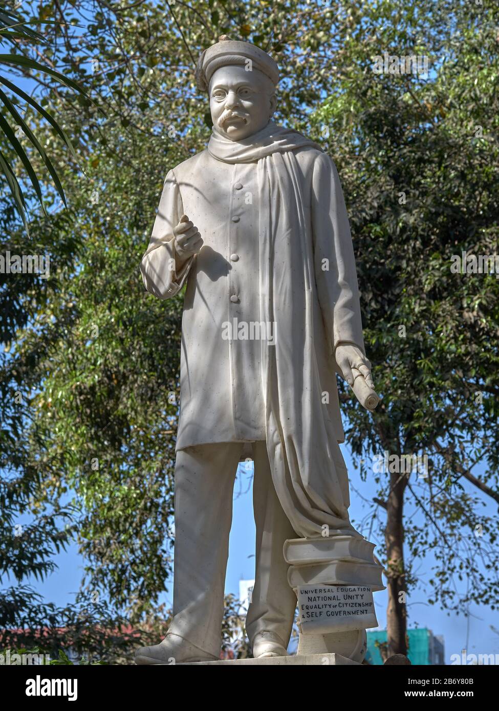 03 Mar 2020 Statue of Gopal Krishna Gokhale patriot and statesman ; Bombay Fort Mumbai ; Maharashtra ; India Stock Photo
