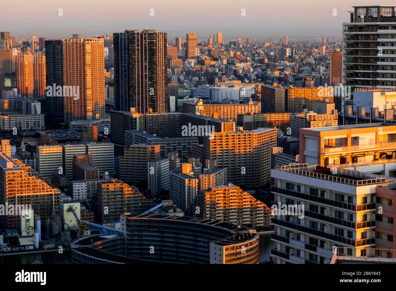 Japan, Honshu, Tokyo, Toyosu Area Modern Skyline, Modern Apartments and ...