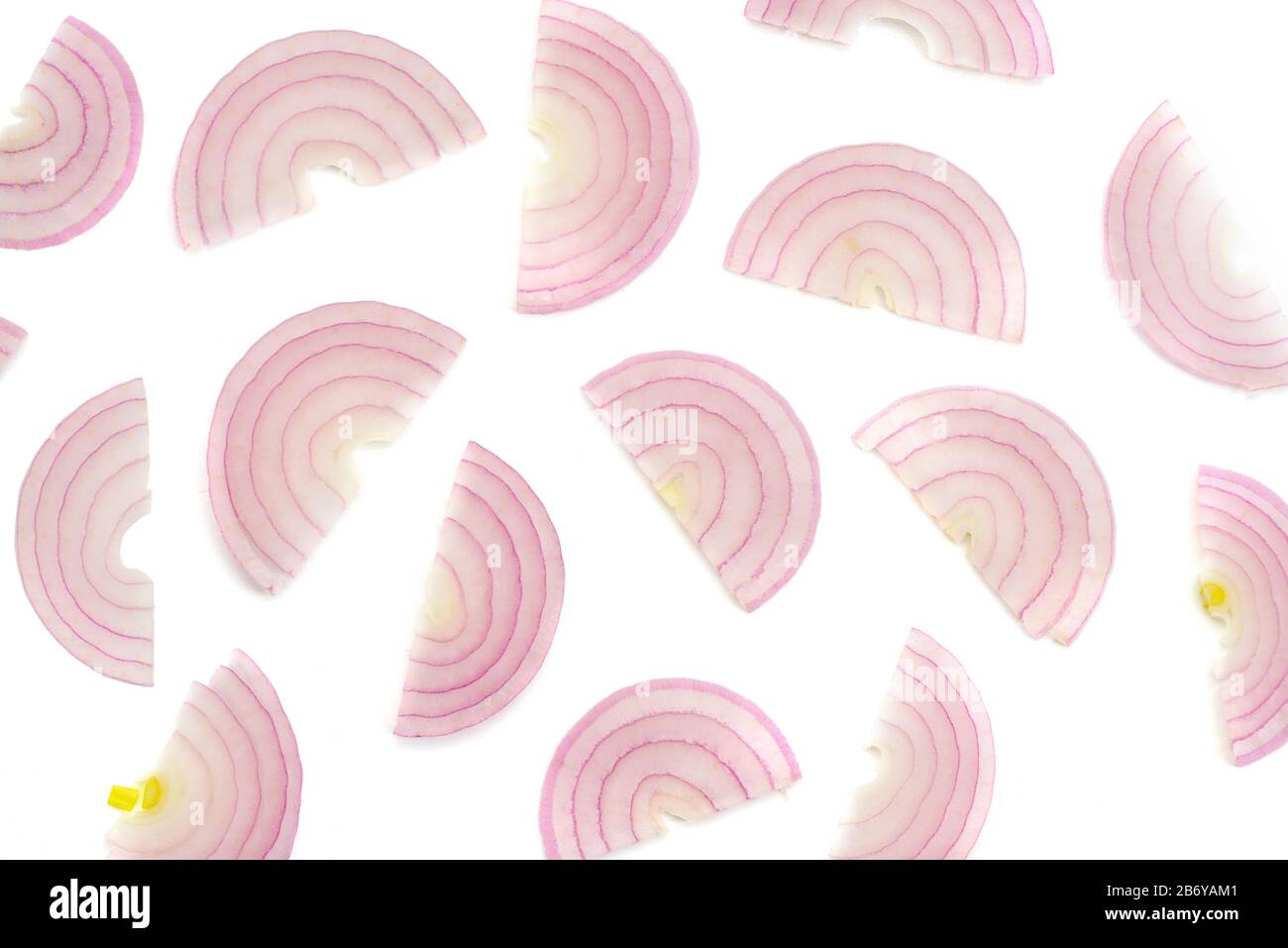 Red onion half moon pattern on white background Stock Photo Alamy