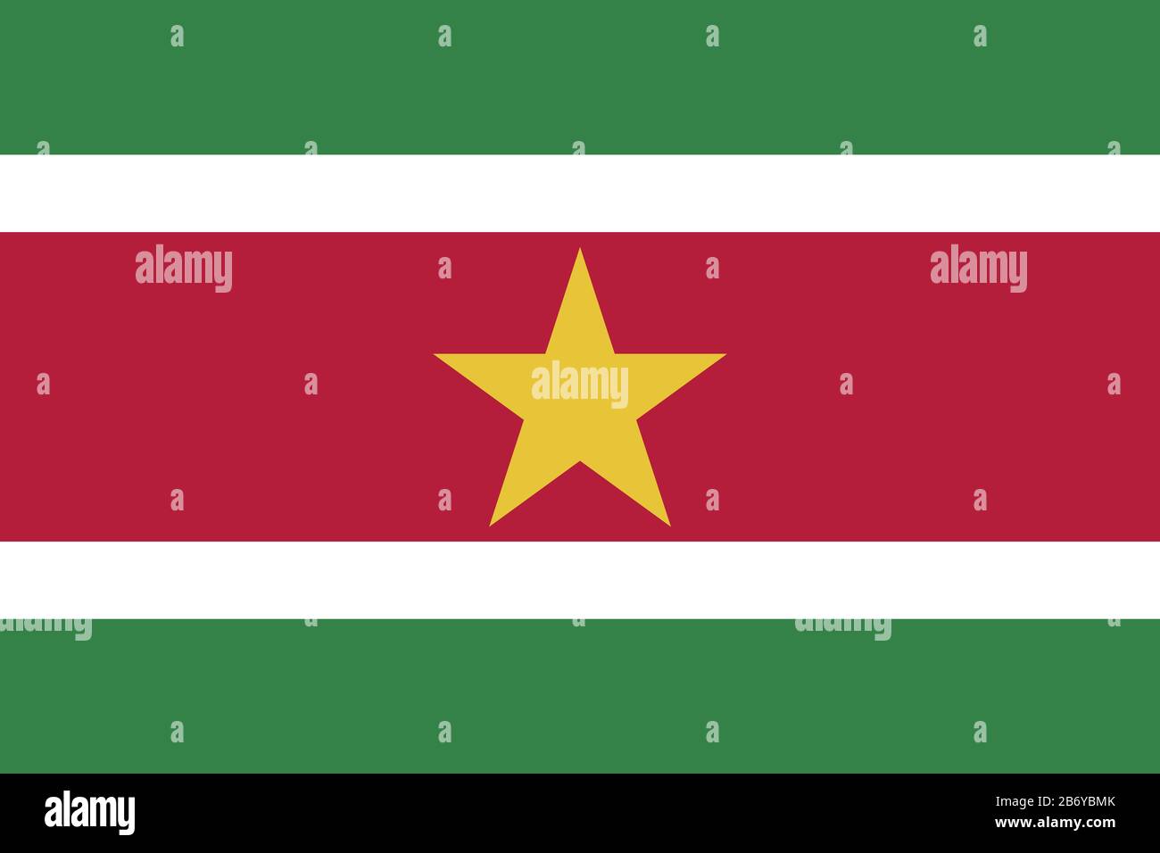 Flag of Suriname - Surinamese flag standard ratio - true RGB color mode Stock Photo