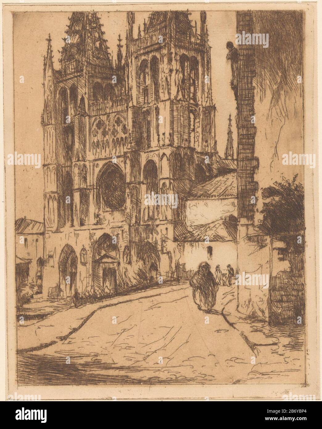 Kathedraal van Burgos Cathedral Burgos Object Type : picture Item number: RP-P-1938-1663 Inscriptions / Brands: collector's mark, verso, stamped: Lugt 2228 Manufacturer : printmaker Willem Adrianus Ground Wood Date: 1888 - 1934 Physical features: etching and plate tone brown material: paper Technique: etching / plate tone dimensions: plate edge: h 219 mm × W 169 mm Subject: church (exterior) Where: Cathedral Burgos Stock Photo