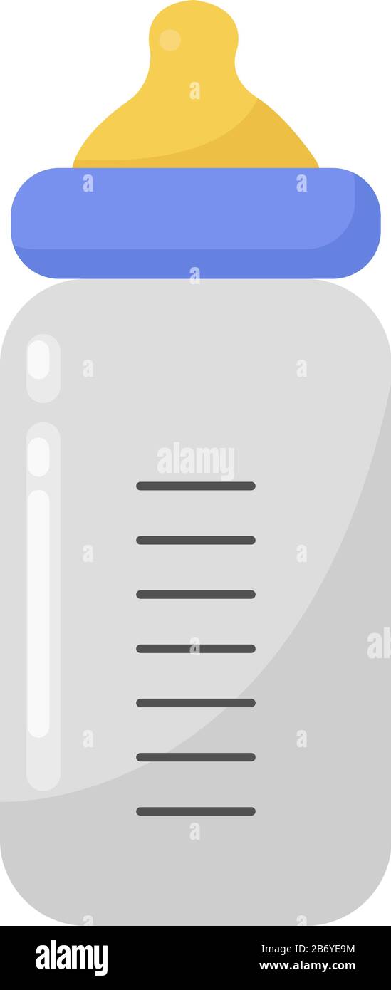 Baby milk bottle, illustration, vector on white background Stock Vector ...