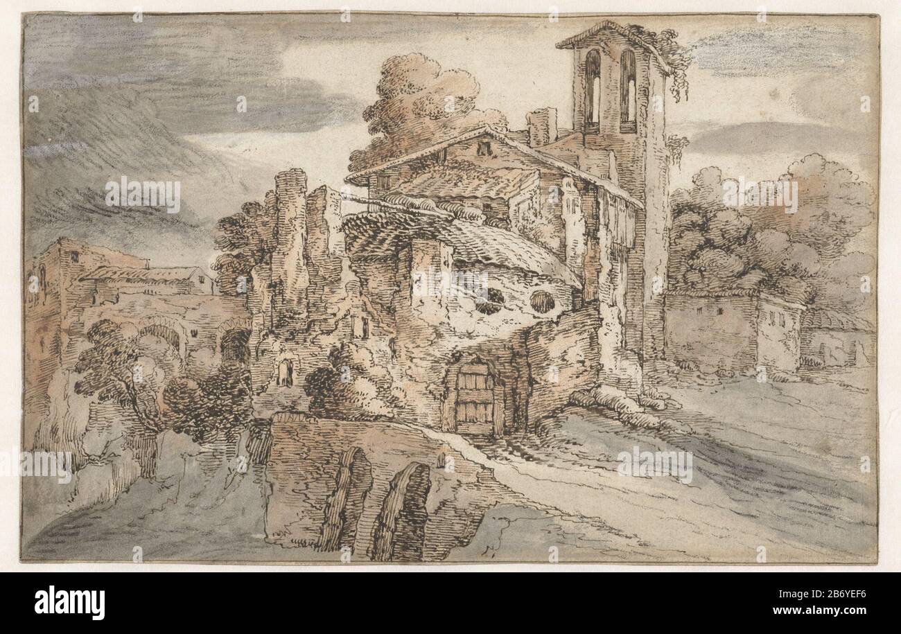 Church And Ancient Ruins In Italy Property Type Drawing Object Number Rp T 05 185 Manufacturer Artist Leonaert Bramer Attributed To Date Ca 1606 Ca 1674 Physical Features Pen And Black Ink