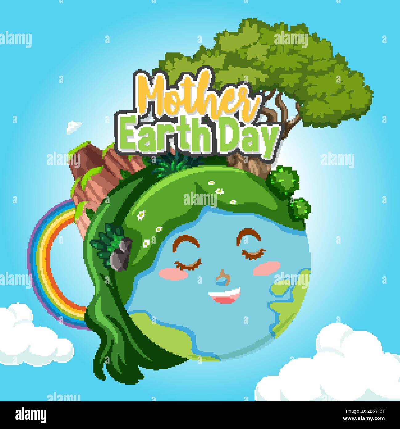 Poster Design For Mother Earth Day With Happy Earth In Background poster-design-for-mother-earth-day-with-happy-earth-in-background