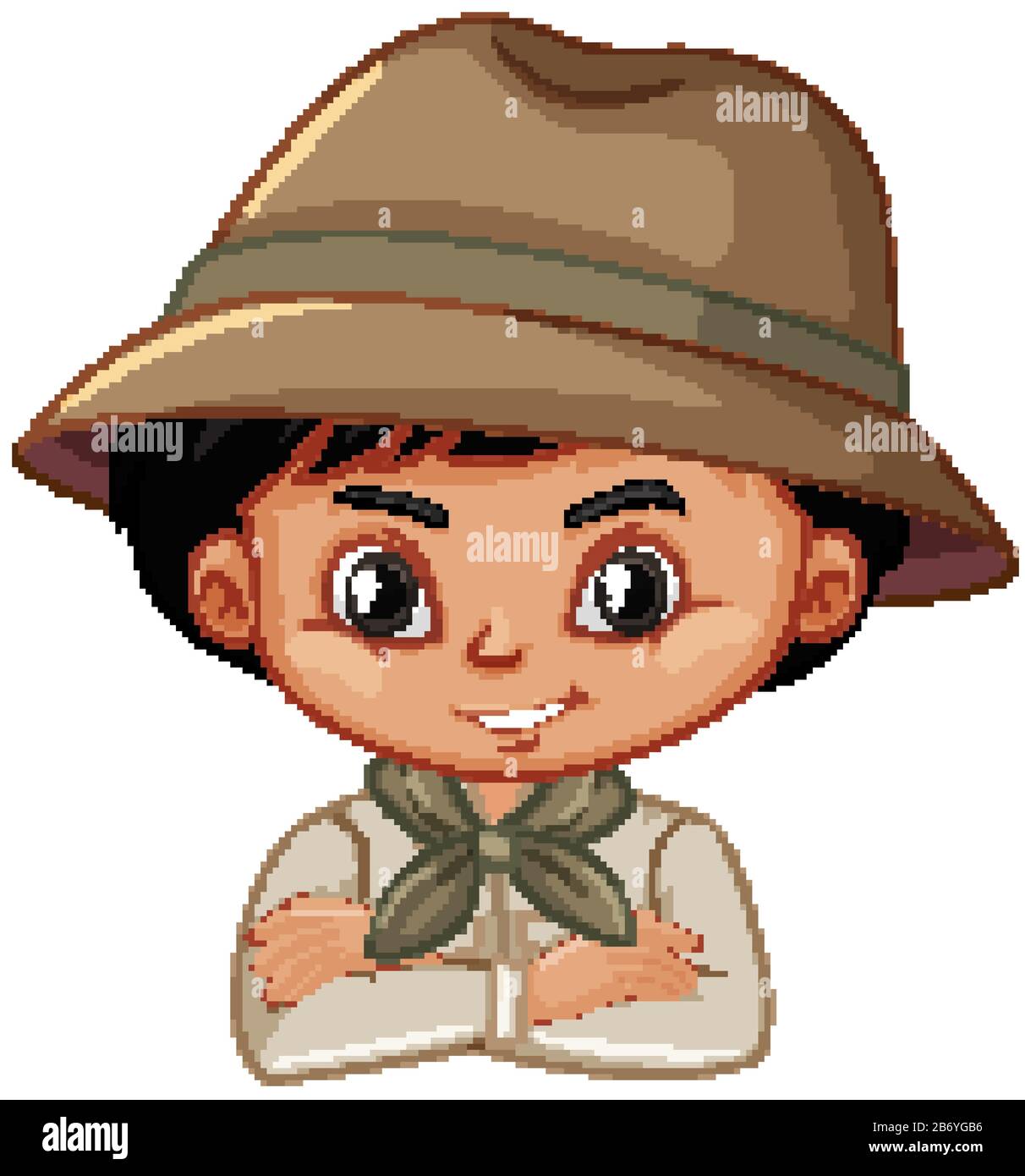 Boy in scout uniform on white background illustration Stock Vector ...