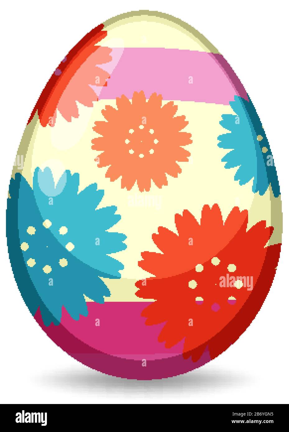 Easter theme with decorated egg in colorful patterns illustration Stock Vector