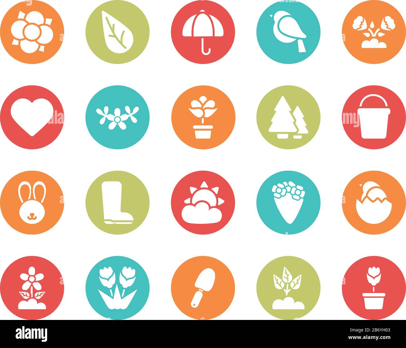 set of spring icons , block and flat style icon vector illustration ...