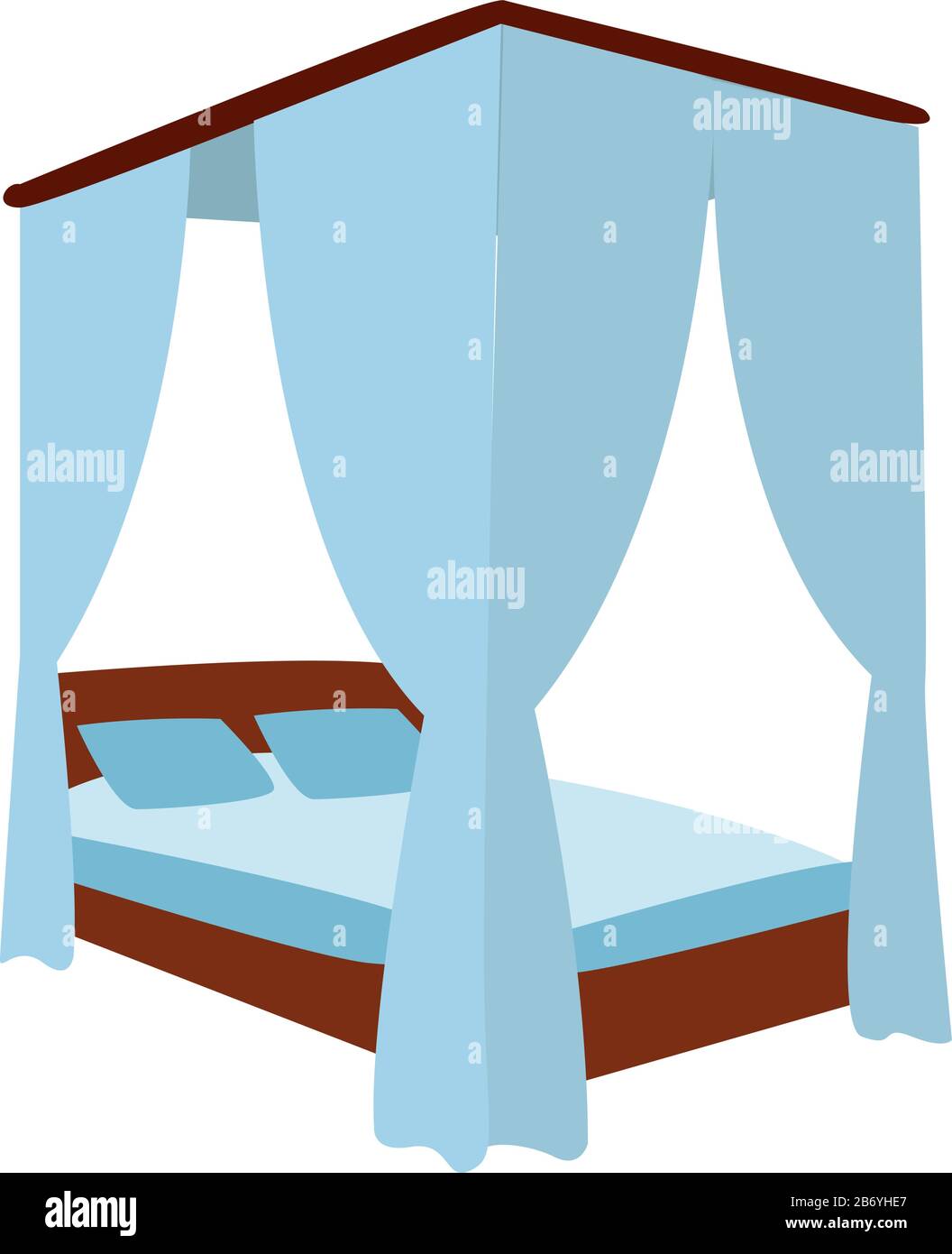 Canopy bed, illustration, vector on white background. Stock Vector