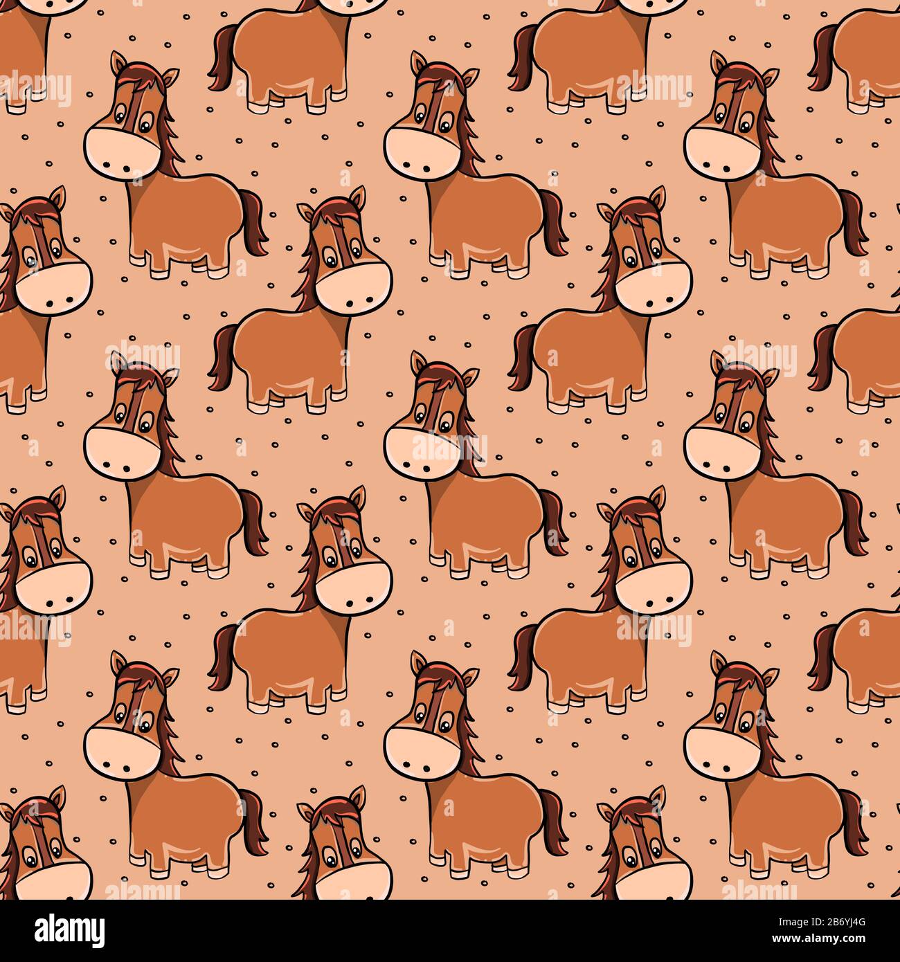 Horse pattern, illustration, vector on white background. Stock Vector