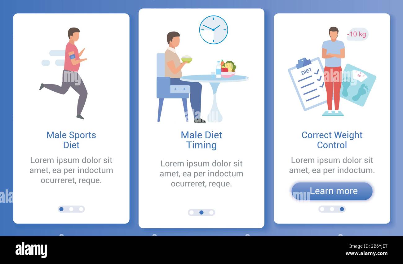 Man healthy lifestyle onboarding mobile app screen vector template ...