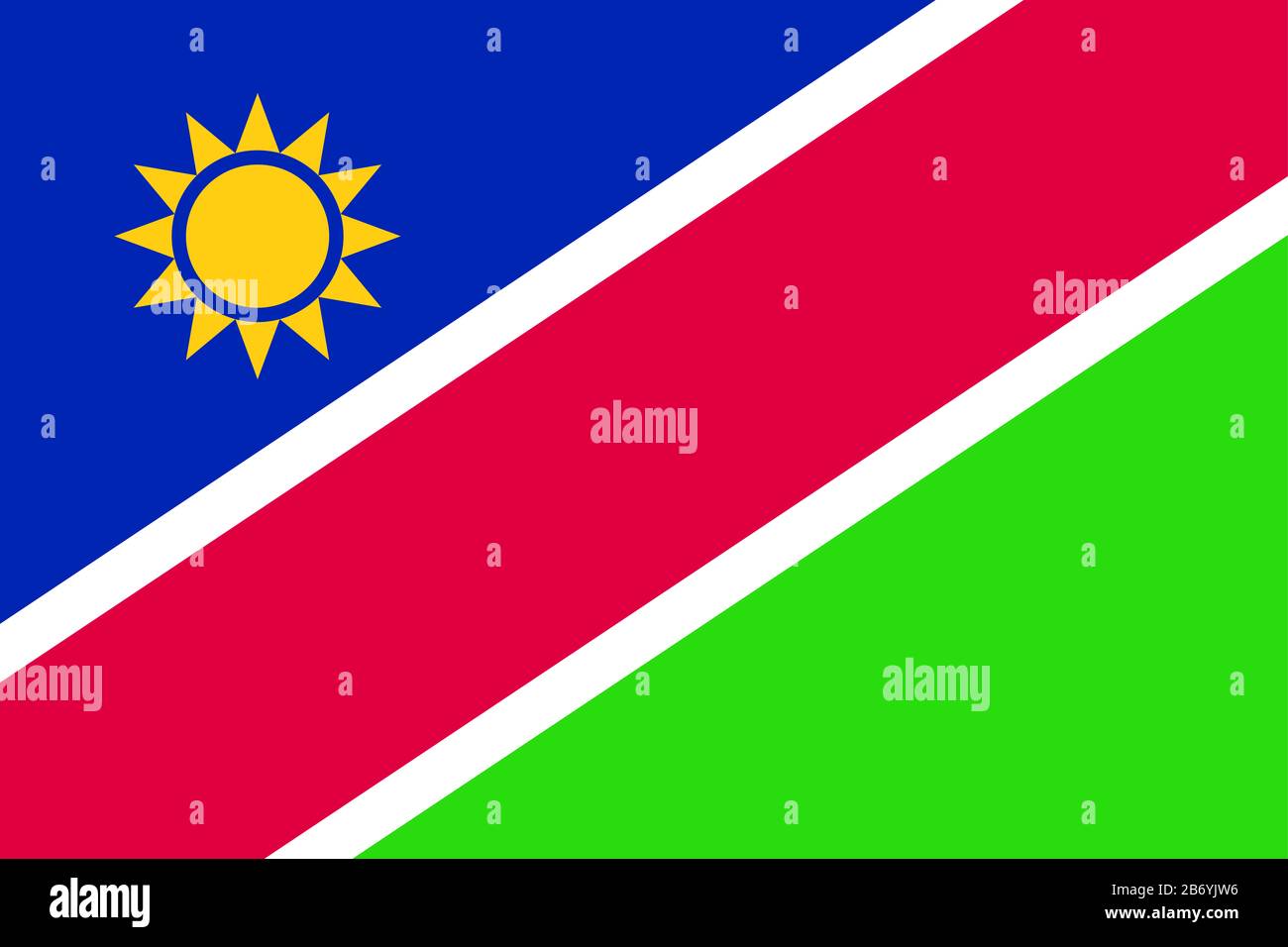 Flag of Namibia - Namibian flag standard ratio - true RGB color mode Stock Photo