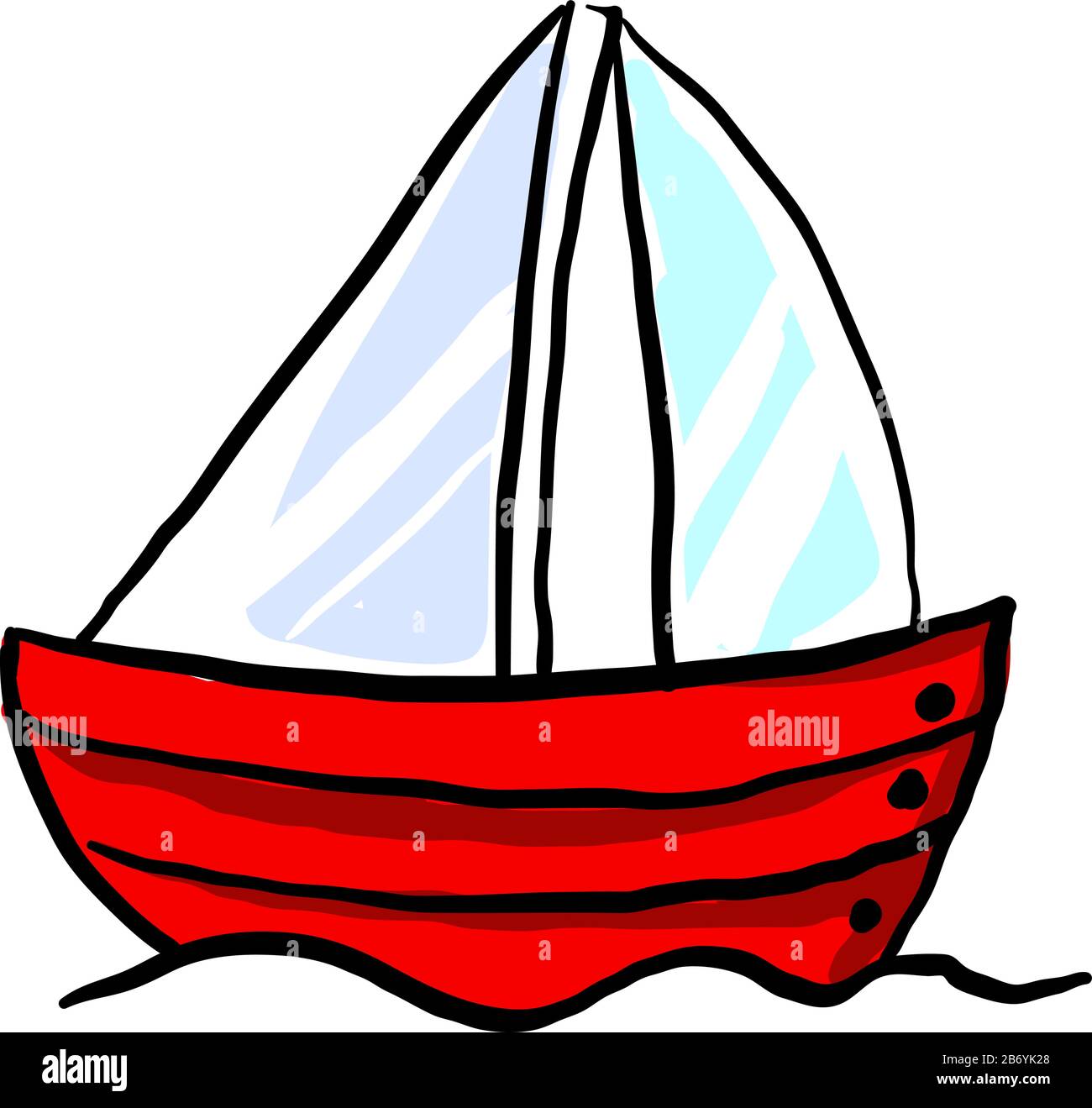 Red boat, illustration, vector on white background Stock Vector Image