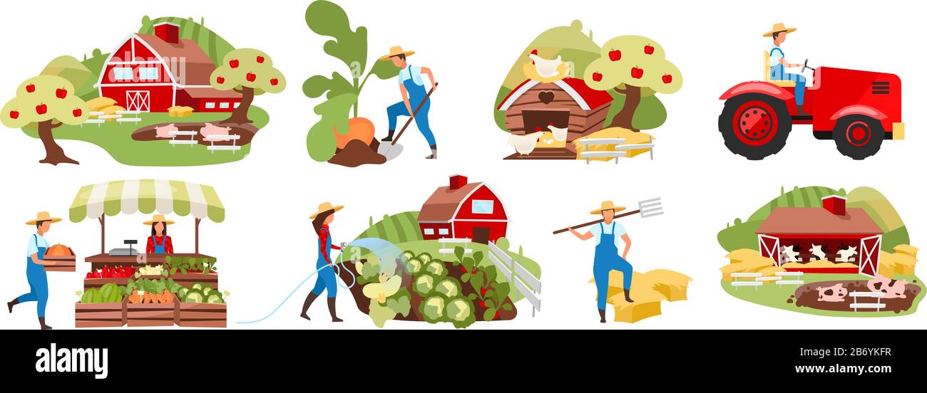 Farming flat vector illustrations set Stock Vector Image & Art - Alamy