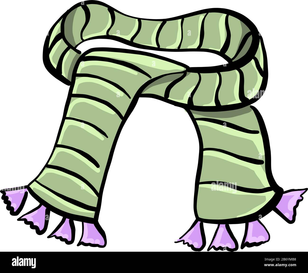 Green scarf, illustration, vector on white background Stock Vector