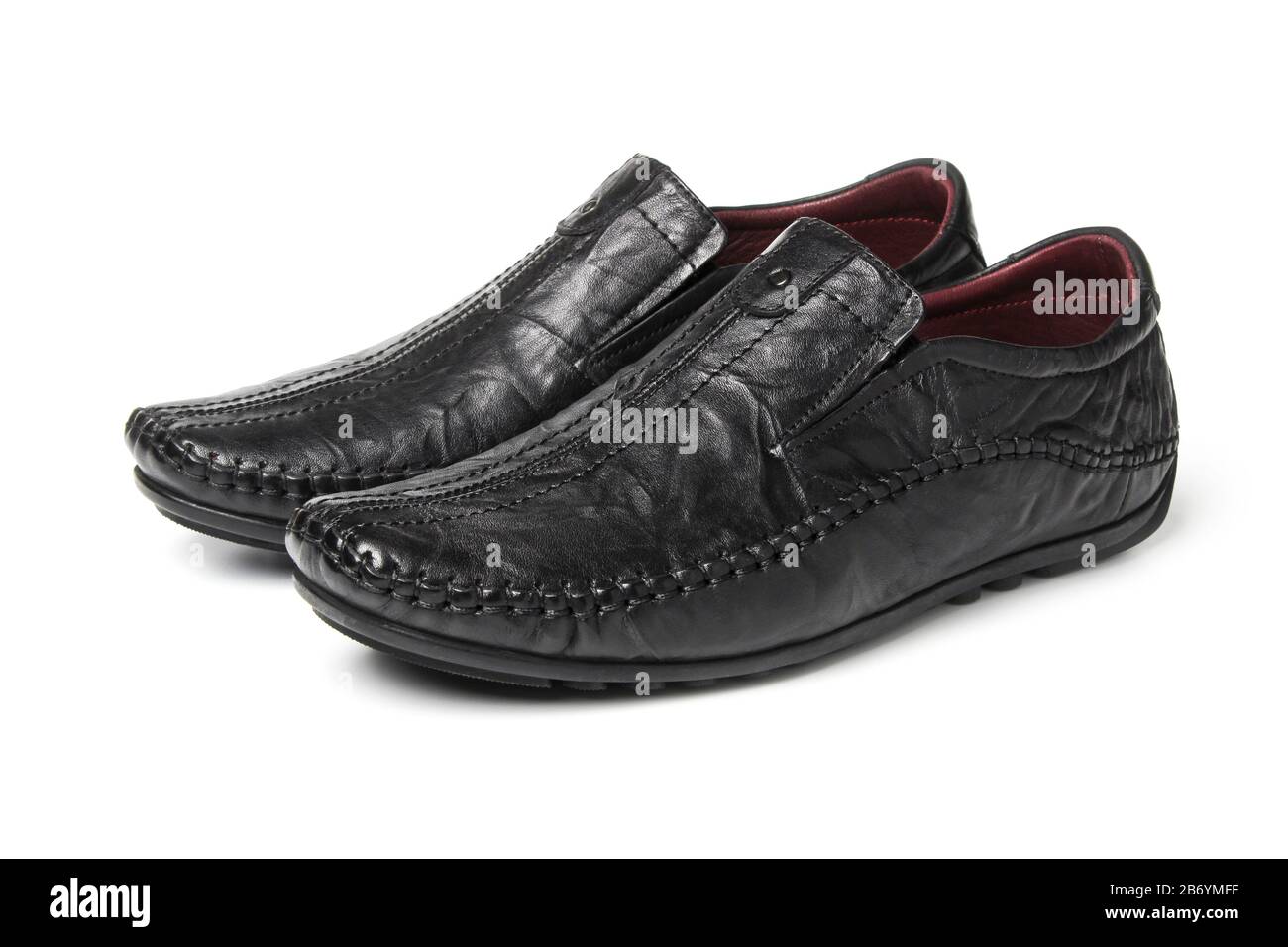 Black men's leather shoes isolated on white background Stock Photo - Alamy